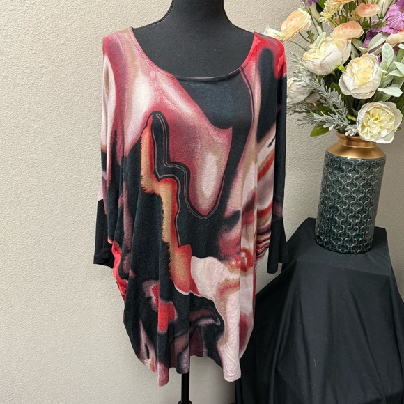 Parsley & Sage Tops - Parsley & Sage Abstract Art Tunic Top L – Boho Chic Fall Winter Statement